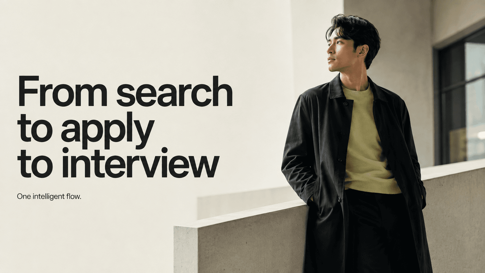 A candidate in an architectural workspace, from search to application to interview